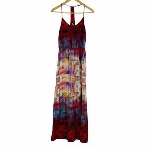 Womens Socialite Maxi Dress XSmall 9277 Tribal Ethnic Print Strap Ombre